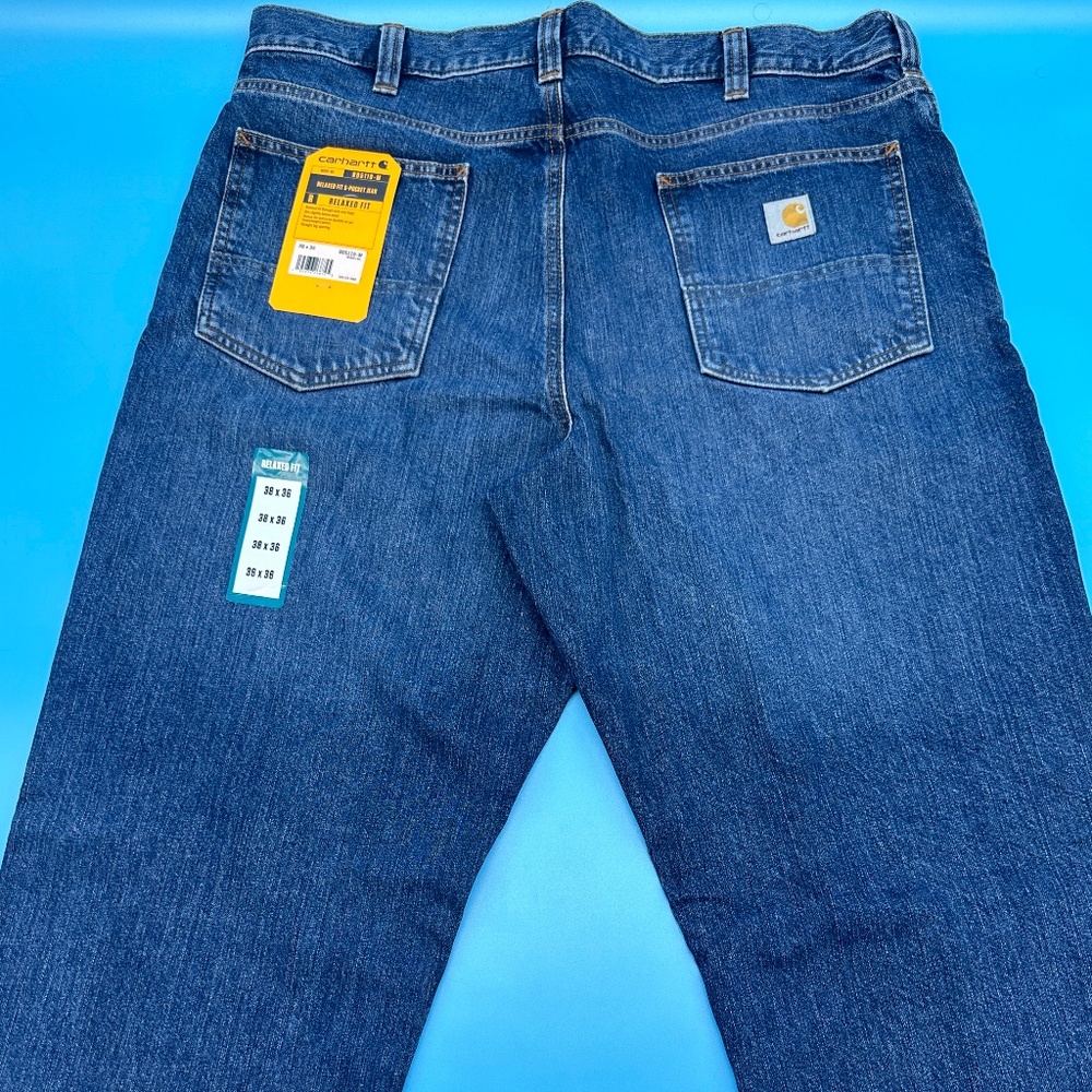 Carhartt Relaxed Fit 5-Pocket Heavyweight Denim Jeans Men's 38x36 BD5119-M - Picture 4 of 10